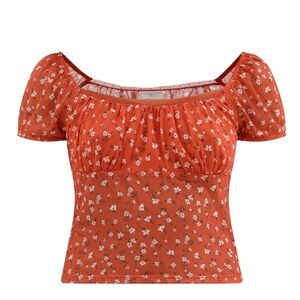 Women's No Boundaries Orange Floral Blouse